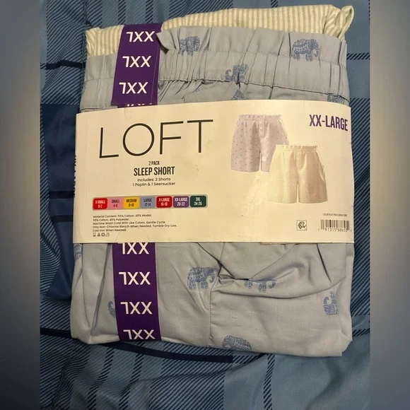 NWT LOFT Women's 2 Pack Pajama/sleep Shorts - Blue and Green Striped - Picture 9 of 11